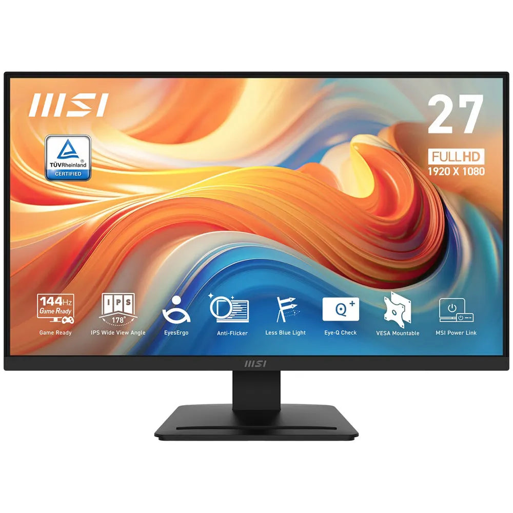 Monitor LED MSI de 27 pulgadas con pantalla brillante y detalles nítidos, ideal para trabajo y entretenimiento.