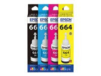 Tintas Epson t664 paq. de 4 colores Negro, cyan, Magenta, Amarillo - tonercity plus